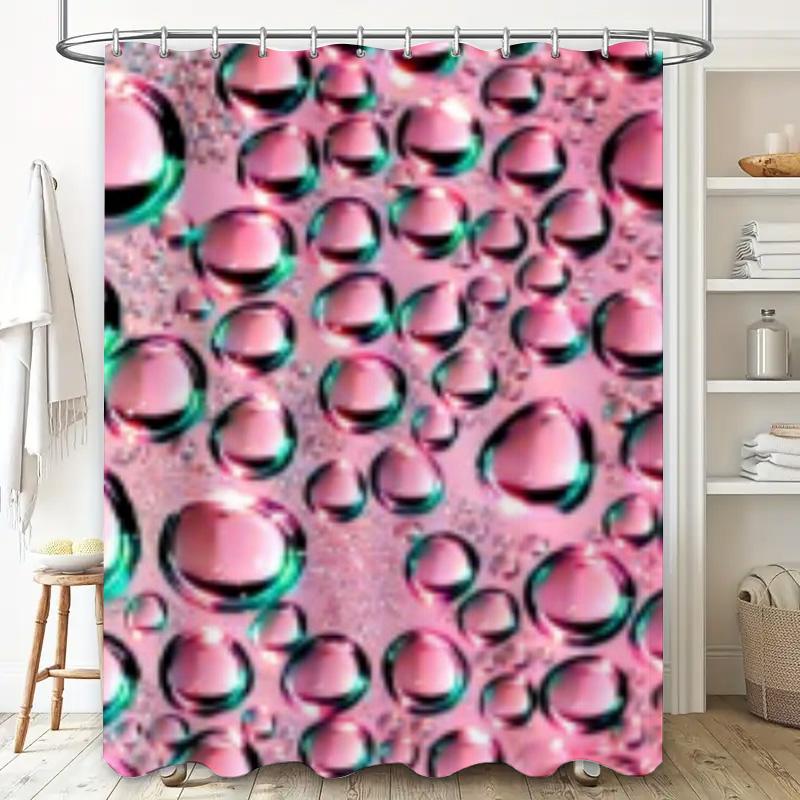 Pink Black Marble Shower Curtain Waterproof Bathroom Decor Polyester Fabric Customizable Size