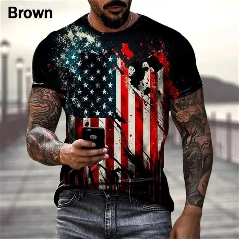 T-shirt Grafica Bandiera USA da Uomo Personalizzata Hipster Stampata 3D T-shirt Estiva Manica Corta Ampia Street Oversize Magliette Top