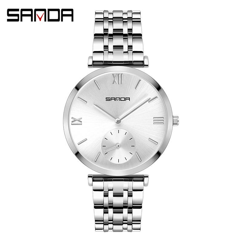 Sanda 1052 Steel Band Waterproof Couple s Watch - Trendy and Fashionable for Men and Women