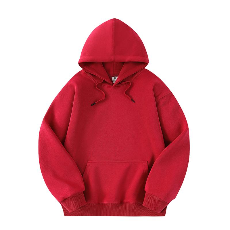 Autumn and Winter New Pure Cotton Solid Color Loose Casual Sports Jacket with Thick Fleece Hooded Sweatshirt