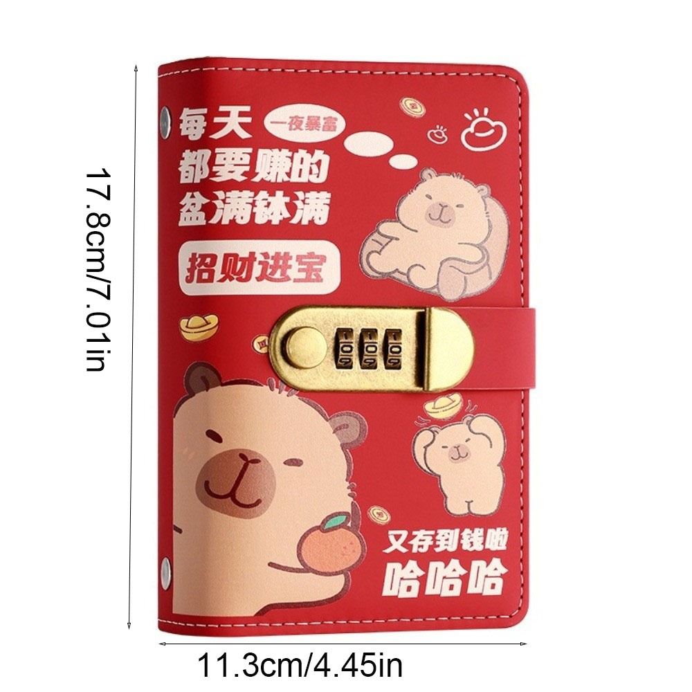 Levný organizér na peníze z PU kůže se zámkem Kreslená kapybara Účetní kniha Šetřící organizér Rodina