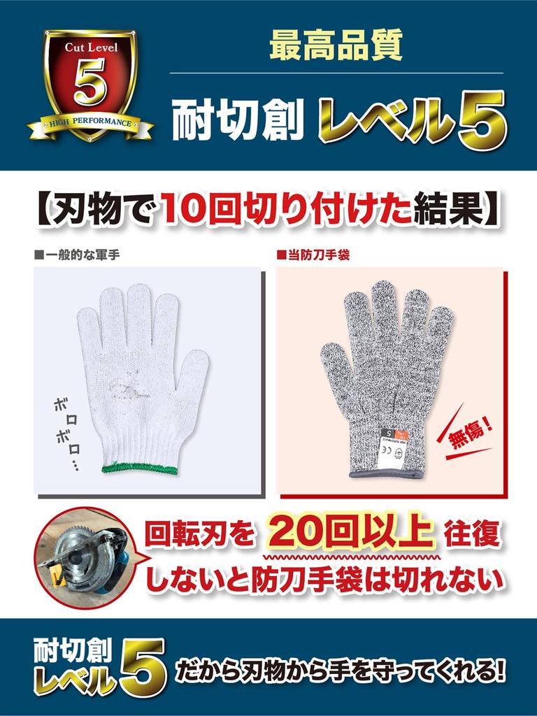 Liferinger Work Gloves by an Active Disaster Prevention 2 Pairs Work Gloves 5 Cut Resistance Protects Hands from Knives Requires 20 or More Cycles of