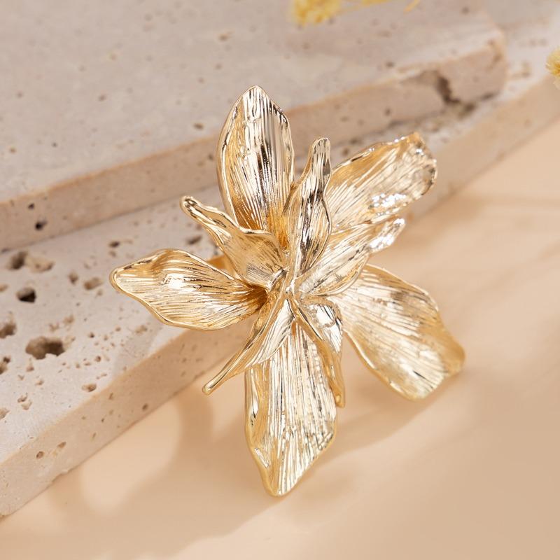 Exaggerated Metal Lily Flower Γυναικεία δαχτυλίδια Κομψό Vintage Ρυθμιζόμενο Ανοιχτό Δαχτυλίδι OL Γυναικεία Δαχτυλίδι Δαχτυλίδι Δάχτυλα Αξεσουάρ κοσμημάτων