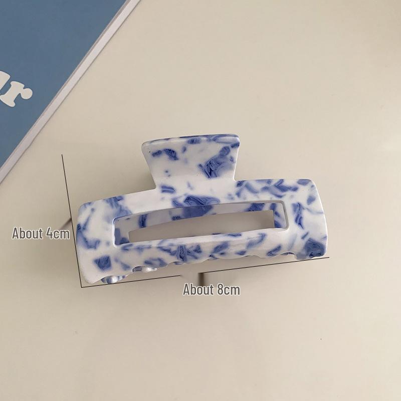 Retro Blue & White Porcelain Pattern Acetate Hair Claw