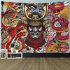 Japanese Anime Samurai Tapestry Cool Dragon Tapestry Wall Hanging for Men Boys Bedroom Black Red Vintage Asian Japan