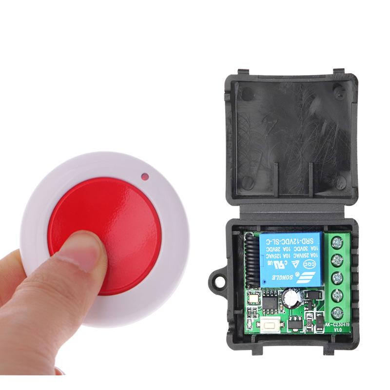 12V DC Single Channel Wireless Remote Switch with Round SOS Sticker, Jog/Self-Locking Adjustable