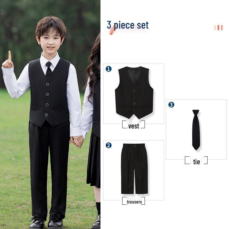 Academy Style School Uniform Set for Boys and Girls - Black Suit Graduation Attire