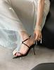2025 new square head thin heel high heel temperament thin French fashion sexy beauty open-toed women's sandals