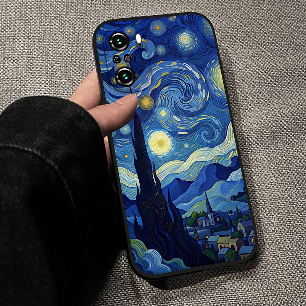 

H-Van Gogh-S Oil Painting Phone Case For Slim Black Xiaomi 11 12 Redmi Note 11 5G 8T 9A 9 10T Note 8 9 12S Ultra Shockproof Prot Xiaomi12 5g
