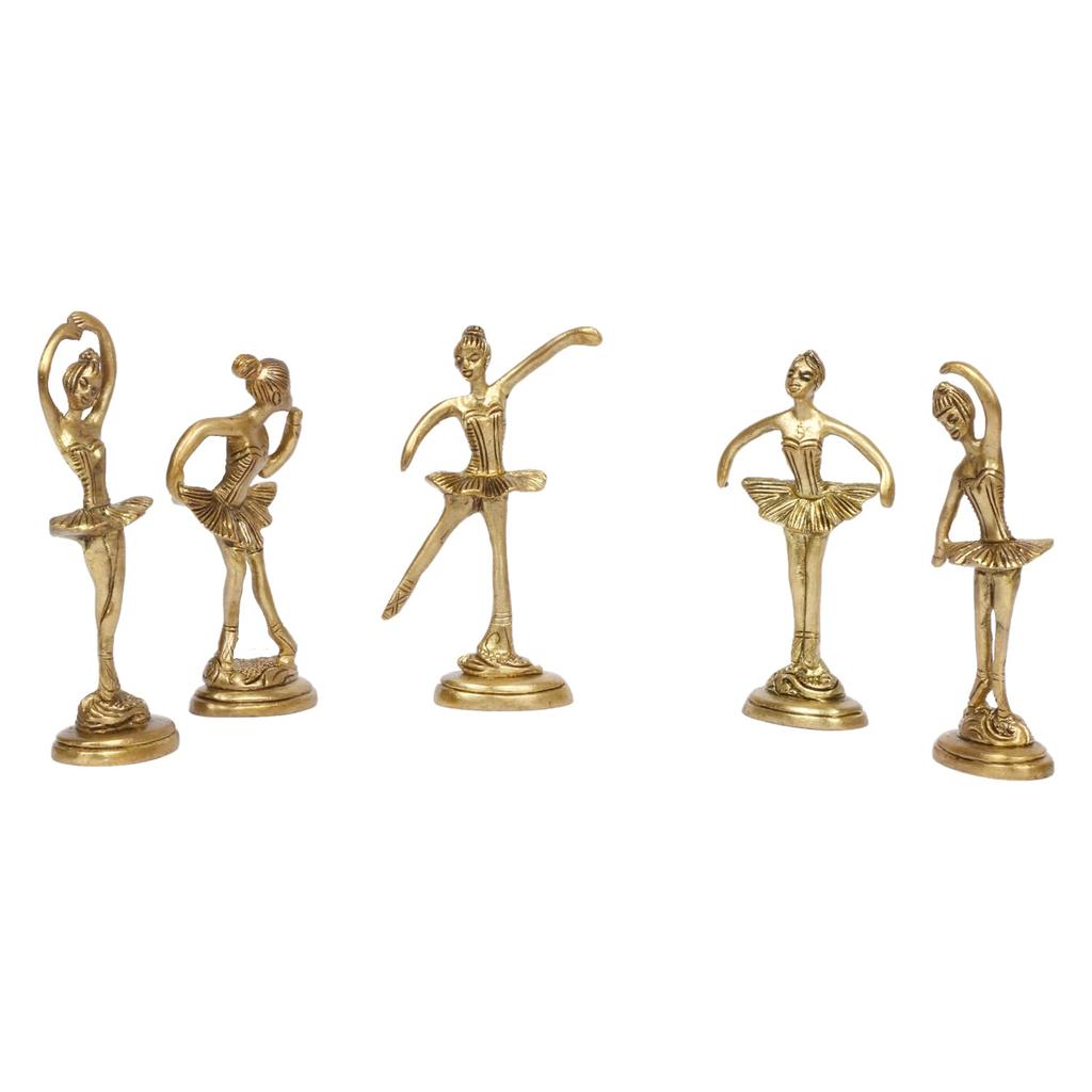 Brass Beautiful Dancing Lady Idol Home Décor Showpieces Ladies Statue Set of 5 Statues.
