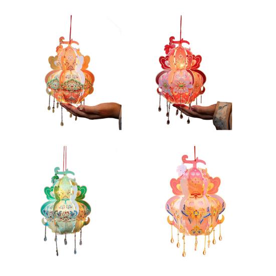 Håndlaget kalebasslykt Håndholdt kinesisk nyttår DIY Lysende blomsterlys for midt-høstfestivalen Hanfu Cosplay Bryllupsdekor