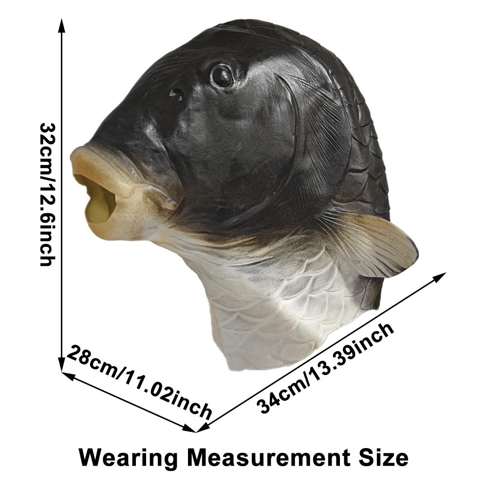 Fish Head Mask Funny Animal Black Carp Mask For Halloween Birthday Party Animal Cosplay Head Cover Prank Prop Fish Latex Masks