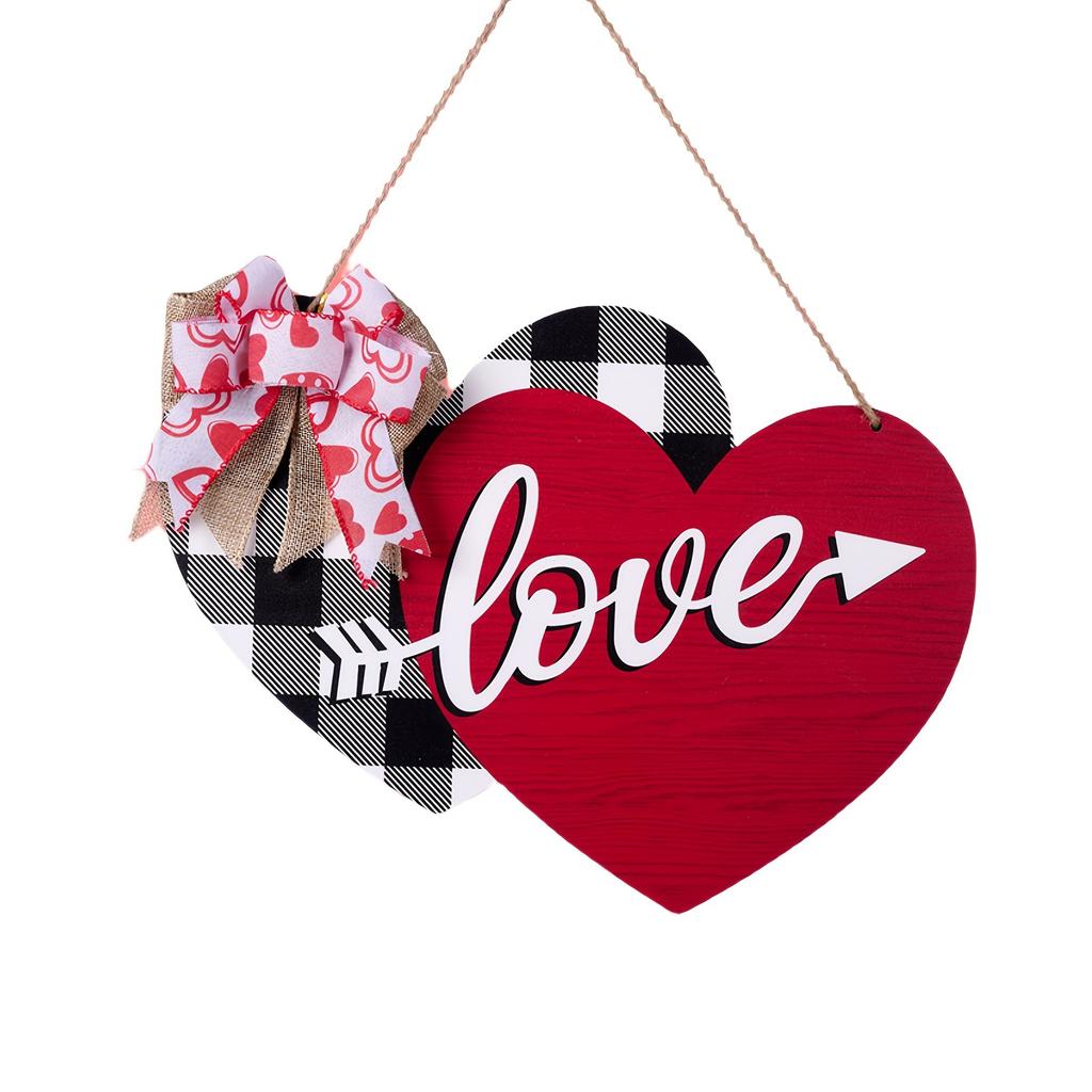 Valentine's Day Double Heart Wooden Hanging Ornament - Custom Door Sign  Wall Décor, Anniversary Gift wedding decoration
