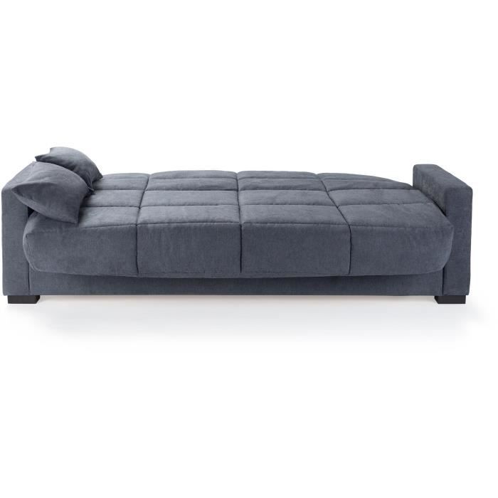 Canapé clic clac 3 places - Gris anthracite - Matelas 14 cm - 130 x 190 cm - MEGAN