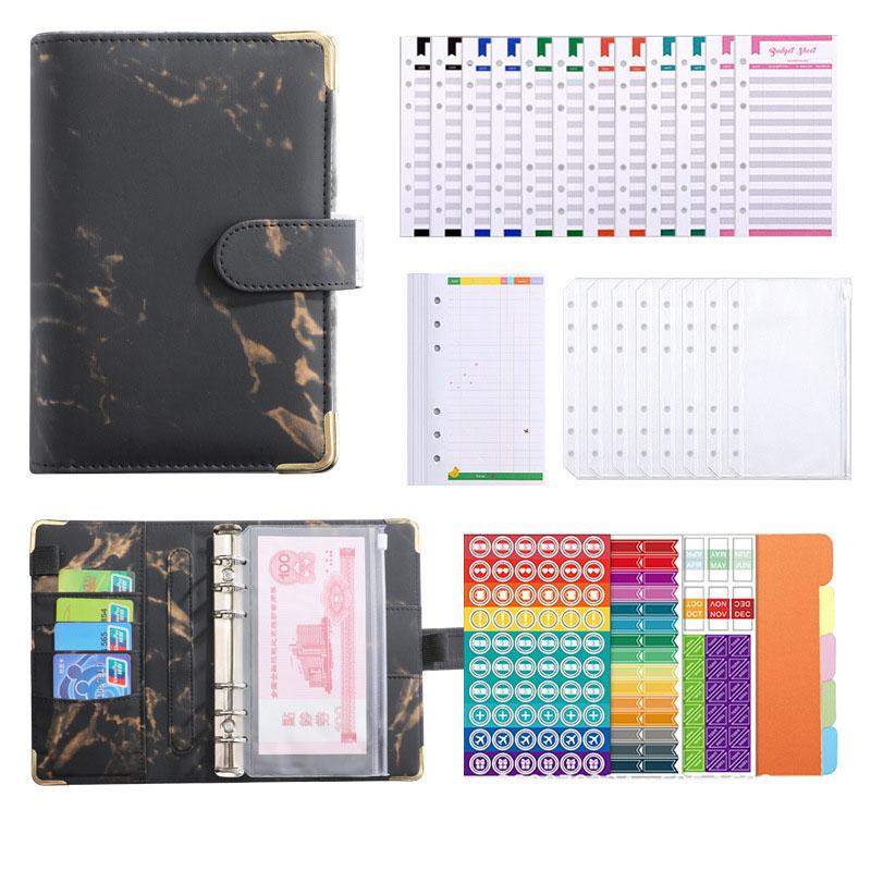A6 Agenda Business Planner Work Budget Binder Macron Candy Color PU Leather Cover Notebook With Spiral Rings (as the picture,A6&A6)