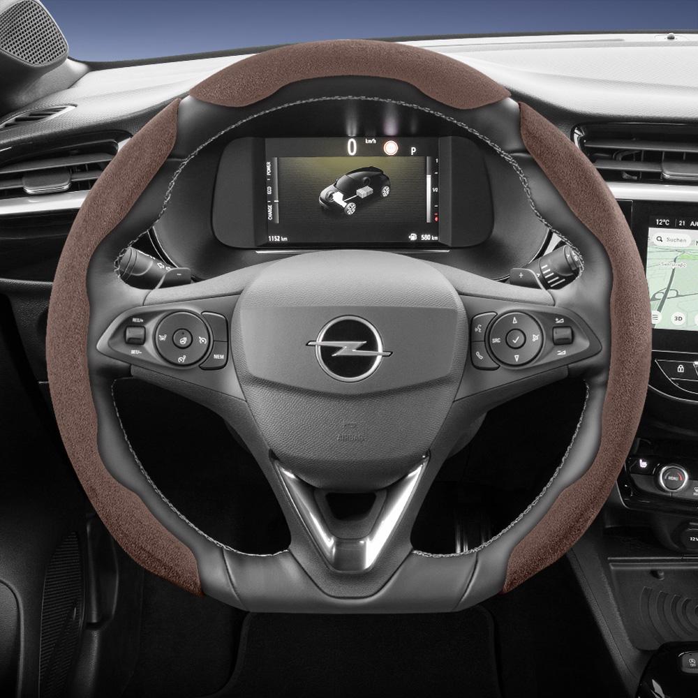 Suitable for Opel Sports Suede Steering Wheel Cover, Split Snap-On Anti-Slip Style, for Models Such As Corsa, Mokka, Astra, Grandland, Combo, Zafira, 
