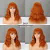 MISSQUEEN Synthetic Fiber Short Wavy Wig Middle Length Natural Wave Hair with Bangs for Women Orange Wig Cosplay Party