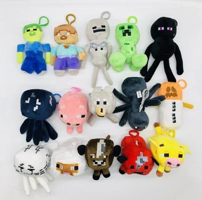 10-15cm Game Keychain Plush Toy Stuffed Doll Sheep Pig Leopard Wolf Skeleton Shooter Pumpkin Snowman Bat