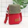 Canvas Solid Color Mini Mobile Phone Bag Solid Color Crossbody Canvas Bag  Cell Phone Pouch