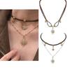 Metal Chain Necklace with Sunflower and Star Pendants Clavicle Choker for Women