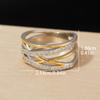 Creative Geometric Line Twisted Two Tone Ringwomen'S Luxury Delicate Setting Sparkling Zirconia Ring Daily Party Jewellery Gifts