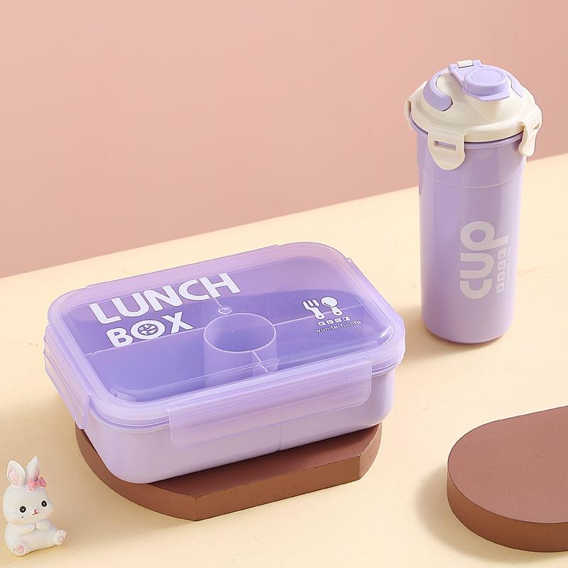 

Детский ланч-бокс с кружкой, переносной ланч-бокс с приборами, школьный ланч-бокс, контейнер для еды, пригодный для разогрева в микроволновой печи