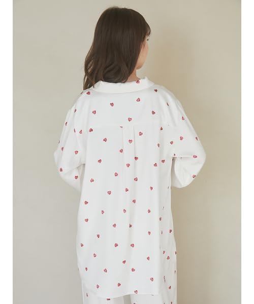 Gelato Pique Valentine Heart Print Satin Shirt PWFT251278 CRM F Women's