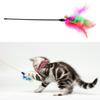 Funny Pet Kitten Cats Bell Feather Stick Teaser Playing Wand Plastic Rod Training Toy for Home