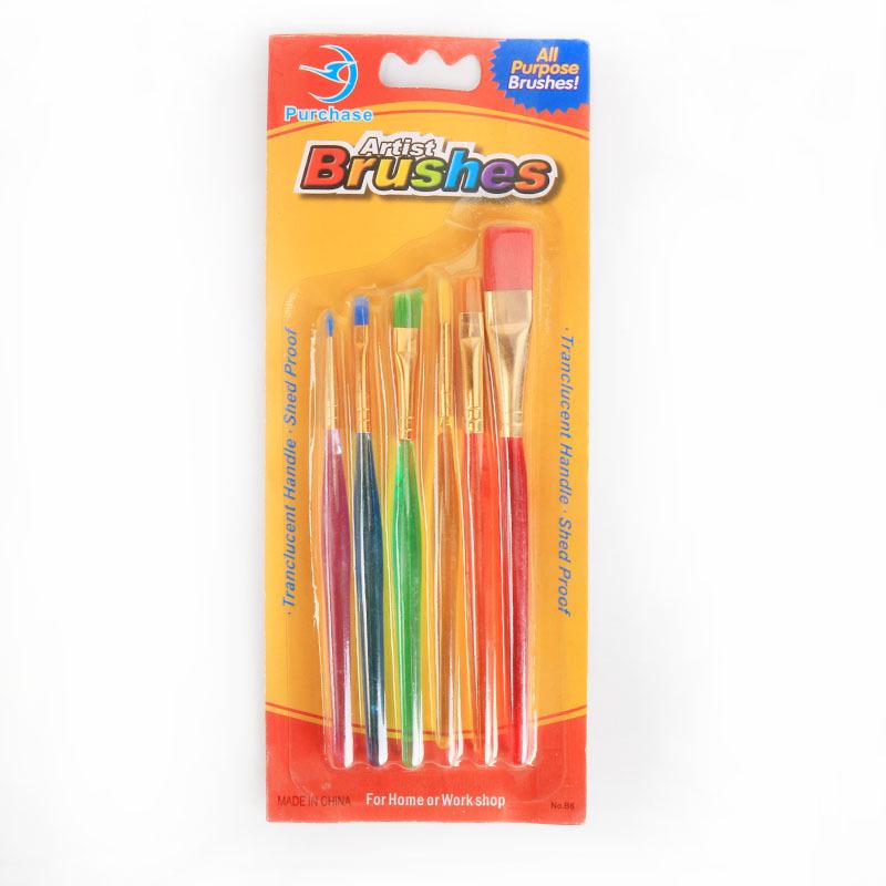 6-Piece Children s Watercolor Paintbrush Set with Candy Color Plastic Handles 6-piece Set