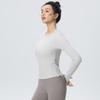 Women's Long Sleeve Slim Fit Yoga Top - High Stretch, Quick Dry, with Side Drawstring for Fitness & Running (Autumn/Winter)