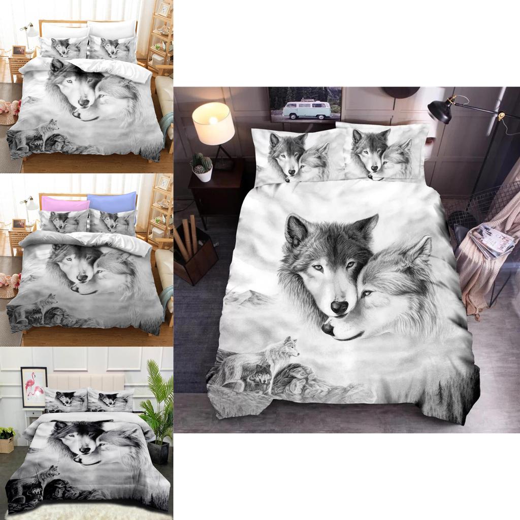 Luxuriöses Wolf Serie 3D Digitaldruck Bettwäsche-Set Enthält 3 Teile Für Tagesdecke 4 Teile Für Bettwäsche-Set