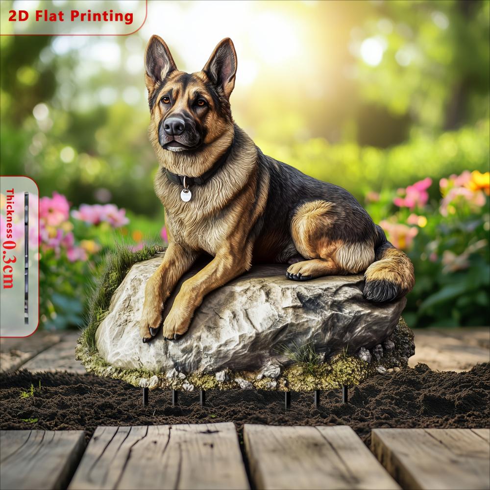 Câine ciobănesc acrilic, 2D plat, decorațiune de grădină, potrivit pentru ghivece de flori, sufragerie, petrecere, cadouri, ornamente