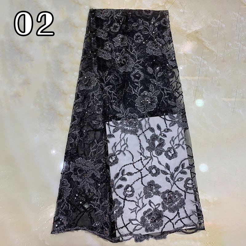 91*130cm Sequin Tulle Lace Fabric High Quality Groom Nigerian Embroidery African Lace Fabric For Diy Sewing Evening Party Dress