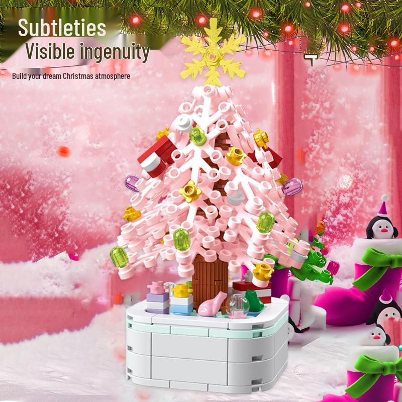 Drill Horse Christmas Tree Educational Model Ornament for Kids - Small Particle Assembly, Perfect Gift for Girls (103E)