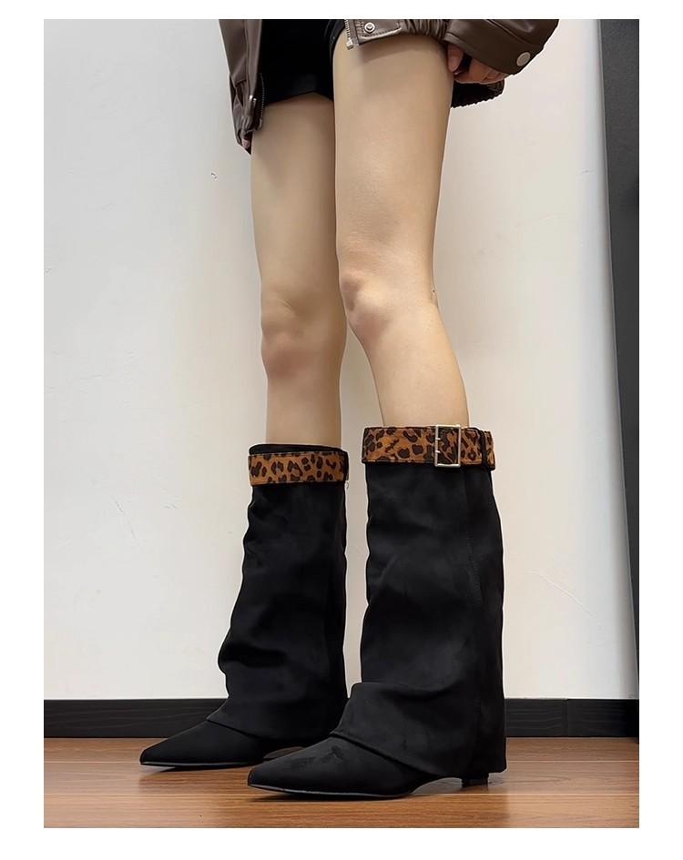 

Ретро остроносые тонкие ковбойские сапоги женские 2025 новые универсальные толстый каблук среднее голенище нишевые сапоги-чулки рыцарские сапоги женские 40 чёрный