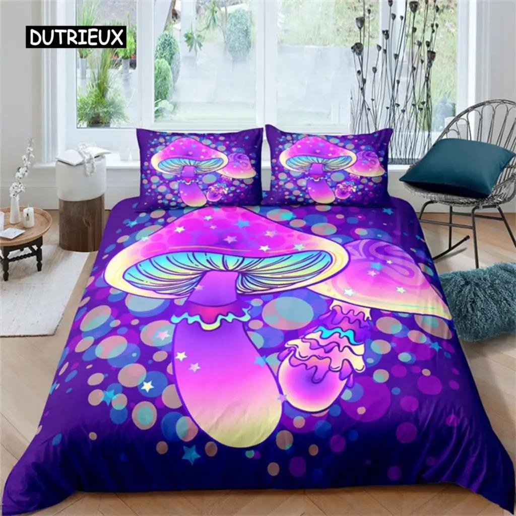 Comforter Fantasy Mushroom Boho Lord Buddha Floral Print Bedding Set Exotic Indian Style Polyester Comforter Bedroom Decorate