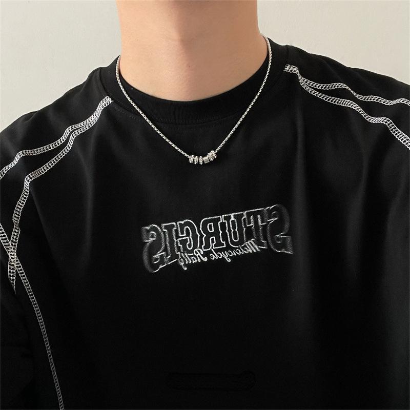 Flash Diamond Ring Pendant Necklace Cold Wind Men And Women Light Luxury Design Fashion Temperament Collarbone Chain