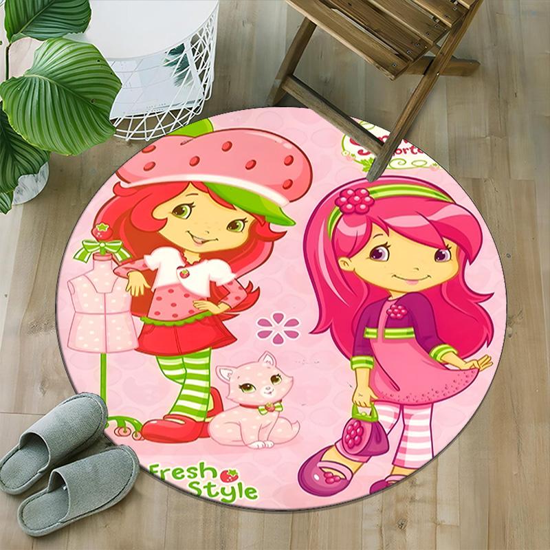 1pc Princess Strawberry11 Carpet, Round Rug, Comfortable, Suitable for Entryways, Living Rooms, Office, And Bedrooms, Christmas Decoration