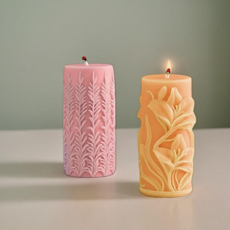 Lily Flower Relief Candle Silicone Mold DIY Linglan Flower Fragrance Smoked Soybean Wax Mold Gypsum Home Decoration Tool