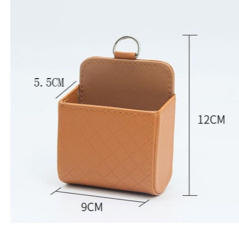Car Storage Bag Air Vent Dashboard Tidy Hanging Leather Organizer Box Glasses Phone Holder Storage Organizer Car Accessorie