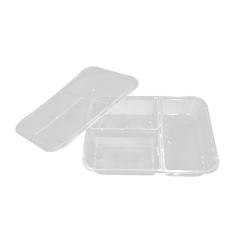 Einweg-Mahlzeitvorbereitungsbehälter mit 3 Fächern und flachen Deckeln