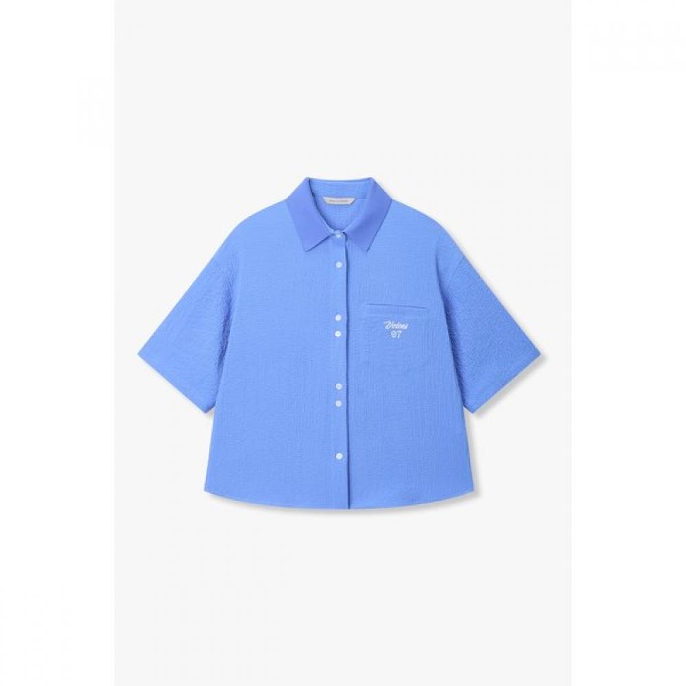 

Vov Knit Collar Seersucker Shirt 7156260008 Blue/S