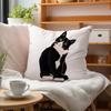 1, realistic black cat painting, peach muscle velvet pillowcase.