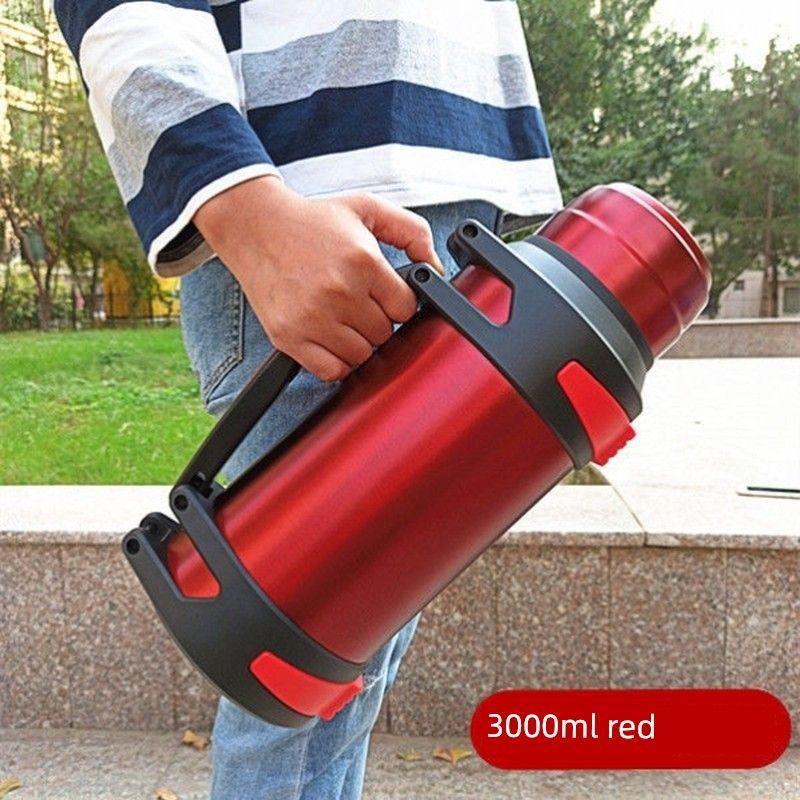 Car-Mounted Hot Water Bottle for Workers, 4000ml Ultra-Large Capacity Thermos Cup, Outdoor 304 Stainless Steel Cold-Keeping Cup for Driving