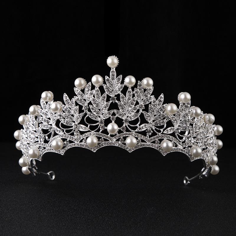 

Large Korean Style Bridal Rhinestone Crown Headpiece for Weddings серебряный