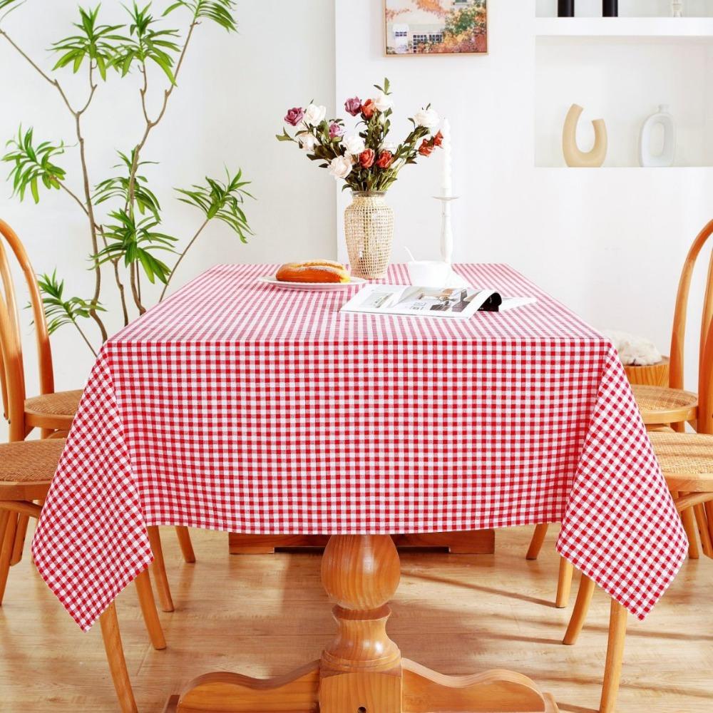 Simple Red and White Checkered Cotton Polyester tablecloth,Christmas Gift, Stocking Stuffers, Valentine's Day Gift, Couple's Gift, Girlfriend Gift