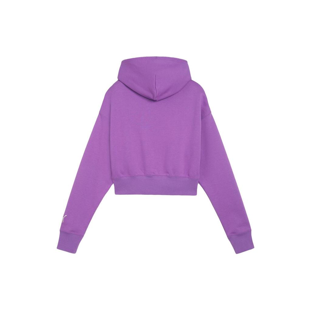 Puma Cropped Hoodie With Letter Print Women Hoodies Purple 626137-50