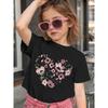 European Sizes Baby Short Sleeve Sweet Pink Floral Heart Pattern Girls' Summer Cartoon Cute Loose Casual T-Shirt