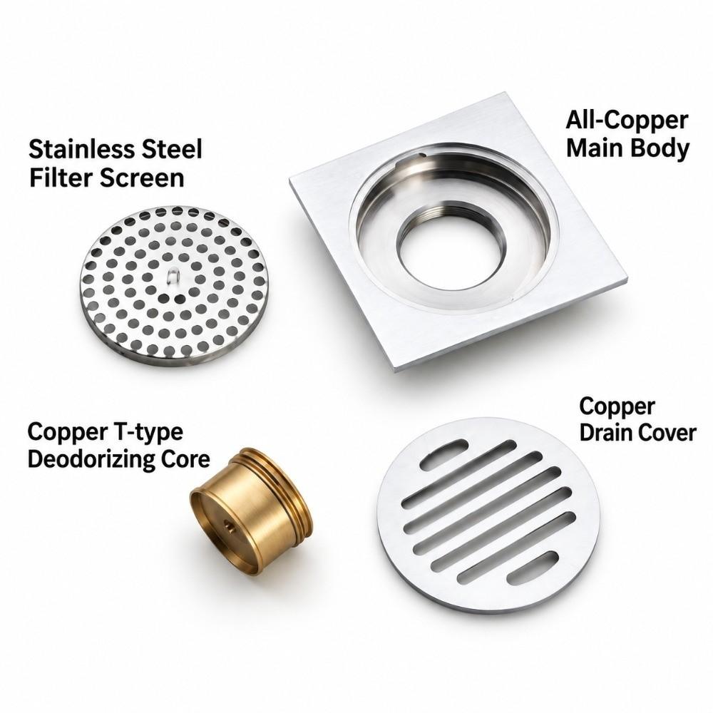 Square Shower Drain 4 Inch Size Sink Strainer Durable Hair Catcher  Shower Area