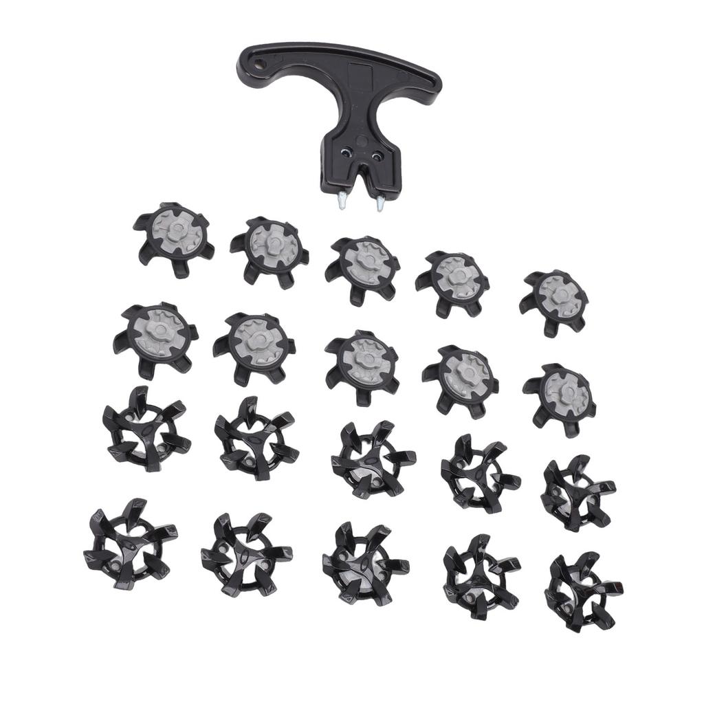 20PCS Replacement Shoe Cleats and 1 Removal Spanner Non Slip Shoe Spikes for Outdoor Use Black